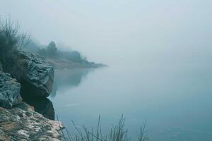 düster Landschaft mit Nebel foto