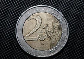 Makroaufnahmen von Euro-Münzen Hintergrund 2-Euro-Münze Herstellungsjahr 2002 Land Griechenland hochwertige Großformatdrucke foto