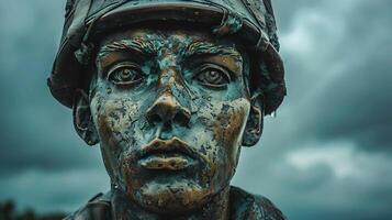 dramatisch Bronze- Skulptur gewidmet zu gefallen Soldaten. Denkmal Tag oder yom hasikaron foto