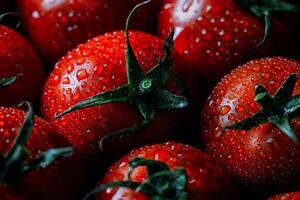 ein schließen oben von ein Bündel von rot Tomaten foto