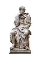 Weiß Marmor Statue von Sitzung römisch Mann foto