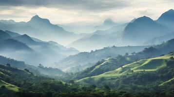 Berg Landschaft im einer von das Grün Landschaften foto