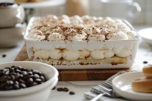 cremig Tiramisu serviert mit Dame Finger foto