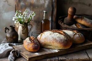 frisch gebacken Brot immer noch warm von das Ofen foto