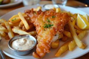 knusprige Fish and Chips foto