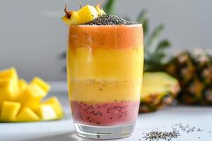 Mango, Ananas und Chia Samen Smoothie foto