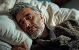 entspannt mittleren Alters Mann Schlafen. foto