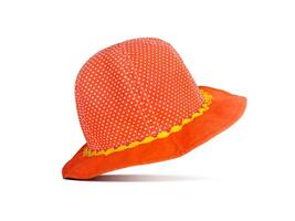 Orange Kinder- Eimer Hut isoliert auf ein Weiß Hintergrund foto