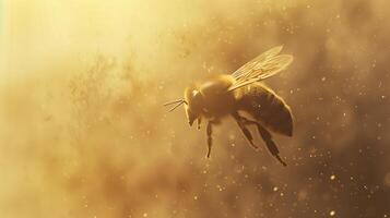Nahansicht Aussicht von fliegend Honig Biene foto