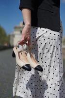 komfortabel elegant Frauen Schuhe ein Sommer- Mode Stil foto