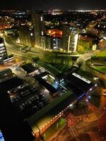 hoch Winkel Aussicht von beleuchtet historisch zentral Coventry Stadt von England, vereinigt Königreich. April 8., 2024 foto