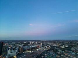 Antenne Stadt Center Gebäude von Birmingham zentral Stadt von England vereinigt Königreich während Sonnenuntergang. März 30., 2024 foto