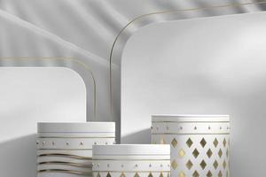 Luxuriöse weiße Podiumsplattform für die Produktpräsentation 3D-Rendering