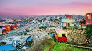 Personenwagen der Standseilbahn in Valparaiso, Chile. foto