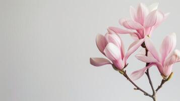 Magnolie Blumen im blühen Vitrine ein zart und elegant Rosa Überleitung im Frühling Blütenblätter foto