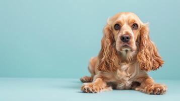 Cocker Spaniel Hund Porträt präsentieren bezaubernd Haustier mit süß Tier Eigenschaften foto