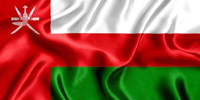 Flagge von Oman Seide Nahansicht foto