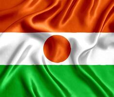 Flagge von Niger Seide Nahansicht foto