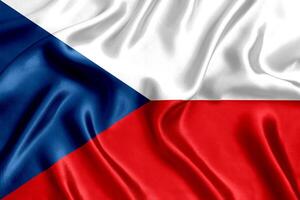 Flagge von das Tschechisch Republik Seide Nahansicht foto