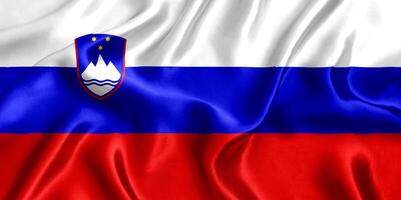 Flagge von Slowenien Seide Nahansicht foto