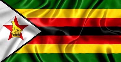 Flagge von Zimbabwe Seide Nahansicht foto