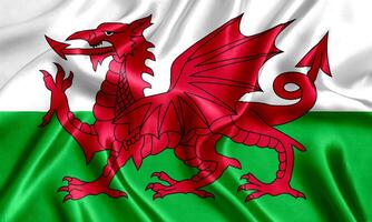 Flagge von Wales Seide Nahansicht foto