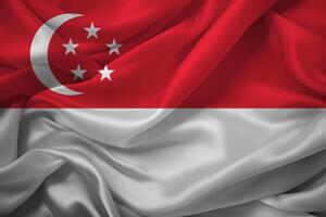 Singapur Flagge mit Halbmond und Sterne foto