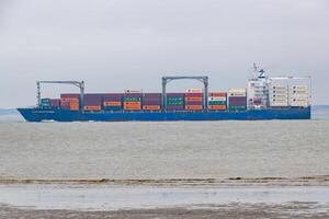 Westkapelle, Zeeland, Niederlande,2024, Container Schiff Santa marta ausdrücken foto