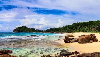 atemberaubend hoch Auflösung Strand Panorama genommen auf das Paradies ist foto