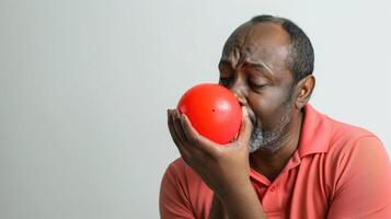 ein Mann mit ein Stress Ball zu Freisetzung Spannung und umleiten Ängstlich Energie foto