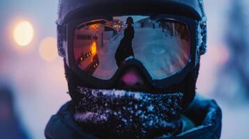 ein Mann teilnehmen im ein Winter Sport Liga eine solche wie Skifahren oder Snowboarden zu bleibe aktiv und haben Spaß während das kälter Monate foto