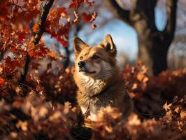 ai generiert Hund Rasse Shiba inu auf ein verschwommen Hintergrund generativ ai foto