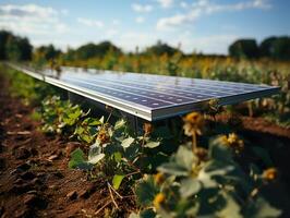 ai generiert Solar- Paneele im das Feld generativ ai foto