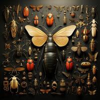 ai generiert Orphismus Textur von verschiedene Insekten Muster generativ ai foto