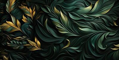 ai generiert abstrakt organisch dunkel Grün winken Blätter Textur generativ ai foto