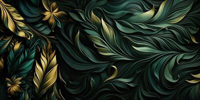ai generiert abstrakt organisch dunkel Grün winken Blätter Textur generativ ai foto