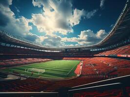 ai generiert leeren draussen Fußball Stadion generativ ai foto