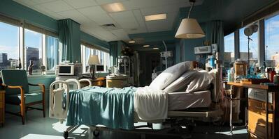 ai generiert Innere von das Kammern von ein modern Krankenhaus generativ ai foto