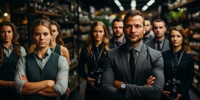 ai generiert Mannschaft von Geschäftsleute im das Büro im formal Anzüge generativ ai foto