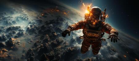 ai generiert Astronaut im äußere Raum Banner generativ ai foto