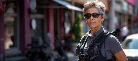ai generiert weiblich Polizei Offiziere mit grau Haar generativ ai foto