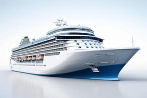 ai generiert Luxus kommerziell Kreuzfahrt Schiff auf Weiß Hintergrund generativ ai foto