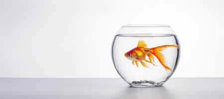 ai generiert Goldfisch im ein Aquarium auf ein Weiß Hintergrund generativ ai foto