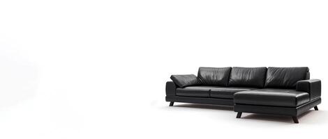 ai generiert schwarz Sofa auf ein Weiß Hintergrund generativ ai foto