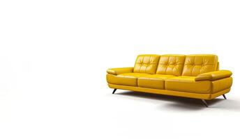 ai generiert Gelb Sofa auf Weiß Hintergrund generativ ai foto