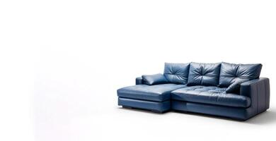 ai generiert Blau Sofa auf Weiß Hintergrund generativ ai foto