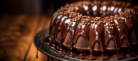 ai generiert Schokolade Kuchen mit Schokolade Sahne generativ ai foto