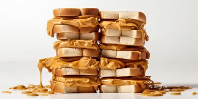 ai generiert Stapel von Erdnuss Butter Sandwiches generativ ai foto