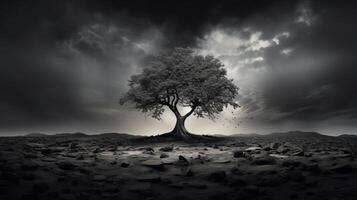 ai generiert einsam Baum gegen das Himmel generativ ai foto