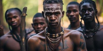 ai generiert Mann im afrikanisch Stamm generativ ai foto